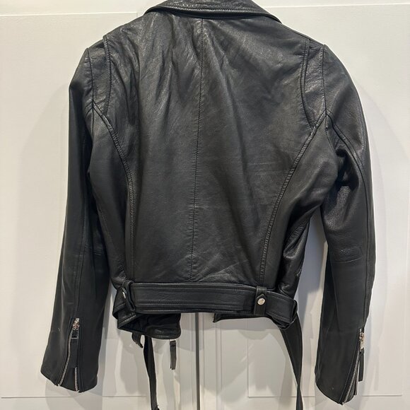 Zara Black Genuine Leather Jacket - Picture 2 of 3